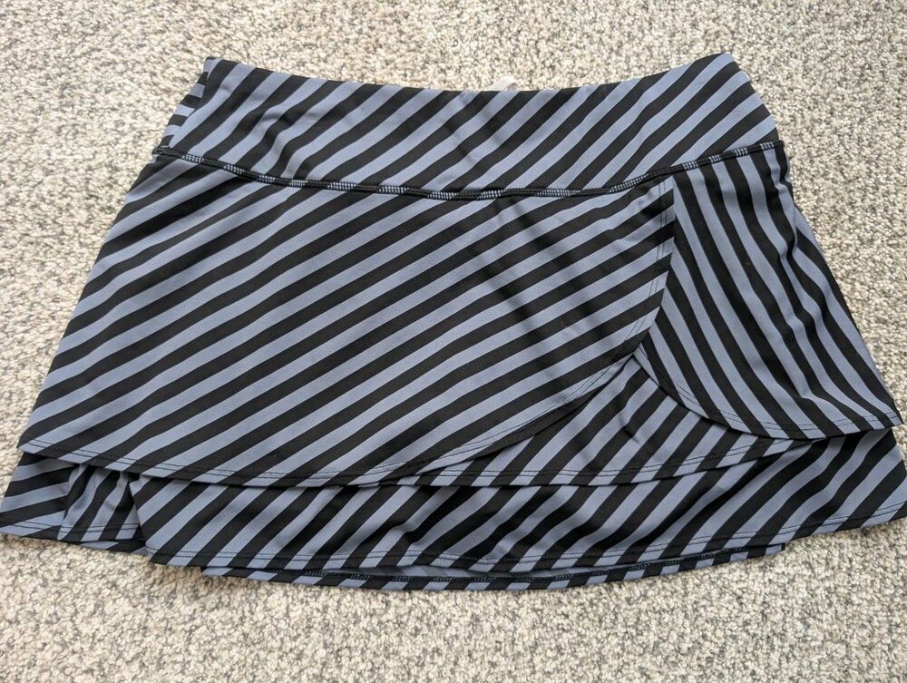 Athleta Women Skort Medium Gray Black Stripe Golf Tennis Active